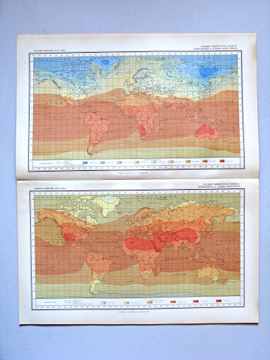 Большой Советский Атлас Мира I
30. Средние температуры воздуха, приведённые к уровню моря. Январь
31. Средние температуры воздуха, приведённые к уровню моря. Июль