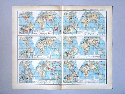 Большой Советский Атлас Мира I
60-61. Текстильное сырьё и пищевые продукты