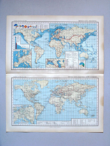 Большой Советский Атлас Мира I
64. Мировая карта рыболовства
65. Мировая карта воздушных путей сообщения
