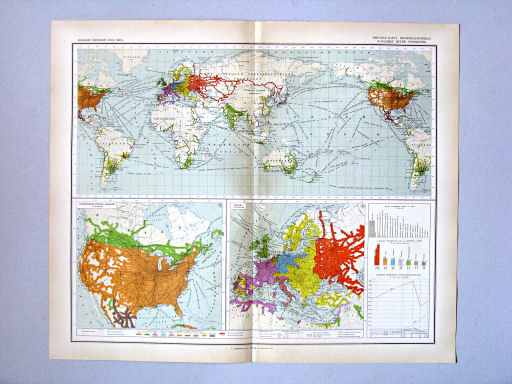 Большой Советский Атлас Мира I
66-67. Мировая карта железнодорожных и водных путей сообщения