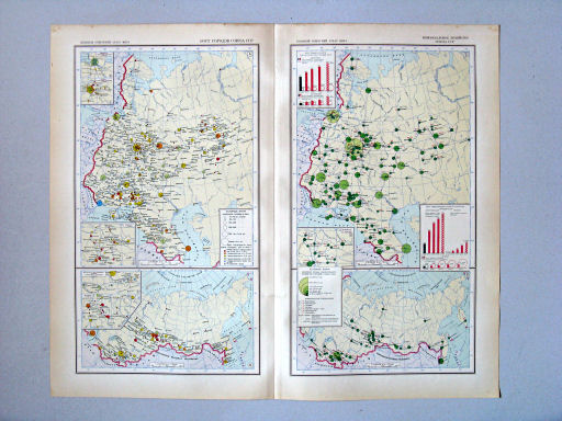 Большой Советский Атлас Мира I
127. Рост городов Союза ССР
128. Коммунальное хозяйство Союза ССР