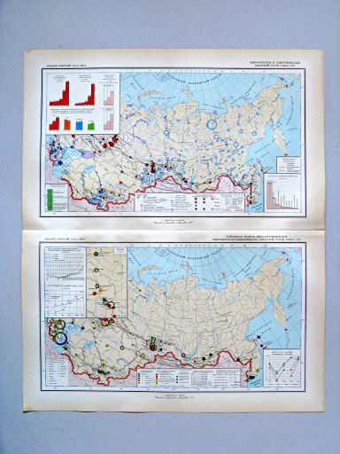 Большой Советский Атлас Мира I
131. Энергоресурсы и электрификация азиатской части Союза ССР
132. Топливная, рудная, металлургическая и химическая промышленность азиатской части Союза ССР