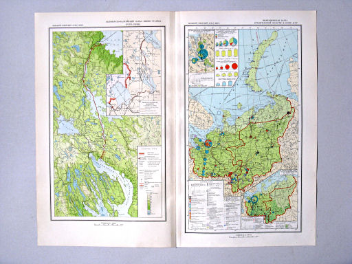 Большой Советский Атлас Мира II
30. Беломорско-Балтийский канал имени Сталина (карта-схема)
31. Экономическая карта Архангельской области и Коми АССР
