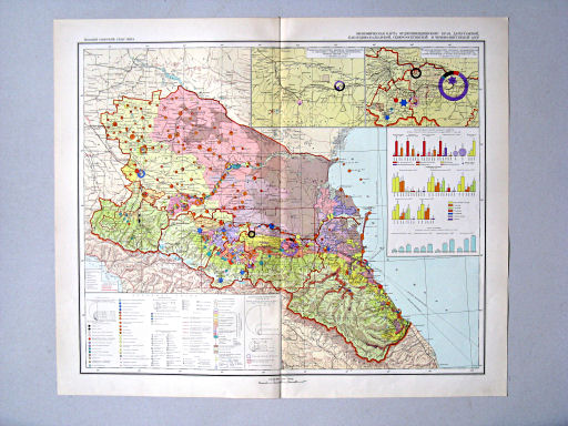 Большой Советский Атлас Мира II
61-62. Экономическая карта Орджоникидзевского края, Дагестанской, Кабардино-Балкарской, Северо-Осетинской и Чечено-Ингушской АССР