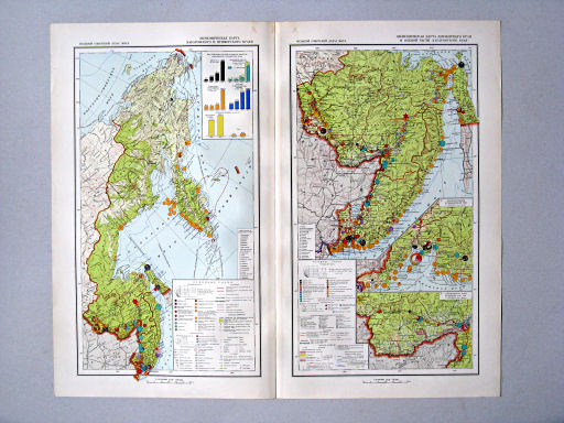 Большой Советский Атлас Мира II
93. Экономическая карта Хабаровского и Приморского краёв
94. Экономическая карта Приморского края и южной части Хабаровского края