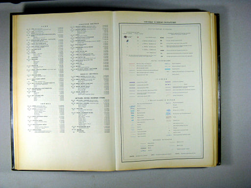 Атлас Мира / Atlas Mira (1954)
Inhoudsopgave, legenda / Table of contents, key to map symbols