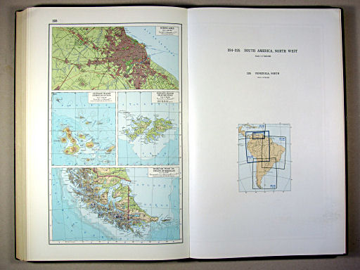 The World Atlas / Атлас Мира (1967)
223. Buenos Aires, Galapagos Islands (Archipiélago de Colón), Falkland Islands (Islas Malvinas), Tierra del Fuego and Straits of Magellan