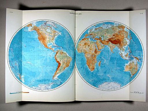 Атлас Мира / Atlas Mira (1967)
1-2. Физическая карта мира