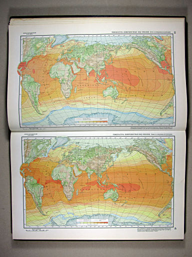 Физико-географический атлас мира (1964)
44. Температура поверхностных вод океанов. Лето в северном полушарии
45. Температура поверхностных вод океанов. Зима в северном полушарии