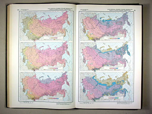 Физико-географический атлас мира (1964)
210, 211. Даты перехода средней суточной температуры воздуха в период подъема температуры