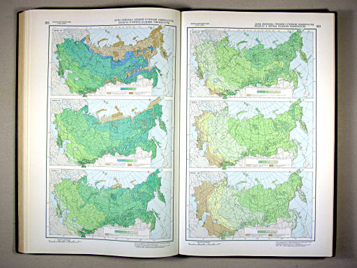 Физико-географический атлас мира (1964)
212, 213. Даты перехода средней температуры воздуха суточной в период падения температуры