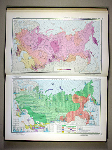 Физико-географический атлас мира (1964)
220. Средняя из наибольших декадных высот снежного покрова за зиму
221. Типы водного режима рек