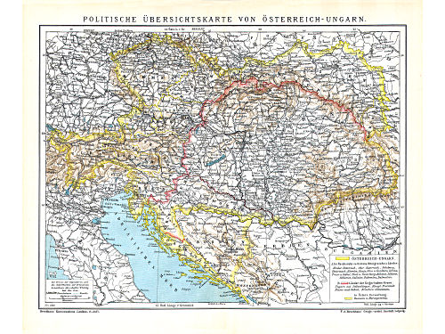 Brockhaus' Konversations-Lexikon, 14. Aufl.
Politische Übersichtskarte von Österreich-Ungarn
Oostenrijk-Hongarije (staatkundig overzicht)
Austria-Hungary (political map)