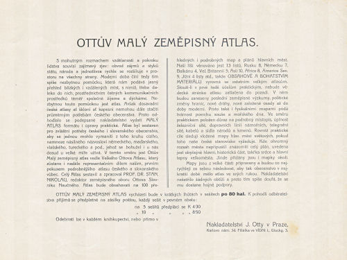 Ottův malý zeměpisný atlas, 1910
Voorwoord / Preface