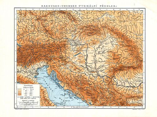 Ottův malý zeměpisný atlas, 1910
8. Rakousko-Uhersko (Fysikální přehled)
Oostenrijk-Hongarije (natuurkundig overzicht)
Austria-Hungary (physical map)