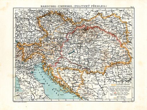 Ottův malý zeměpisný atlas, 1910
9. Rakousko-Uhersko (Politický přehled)
Oostenrijk-Hongarije (staatkundig overzicht)
Austria-Hungary (political map)