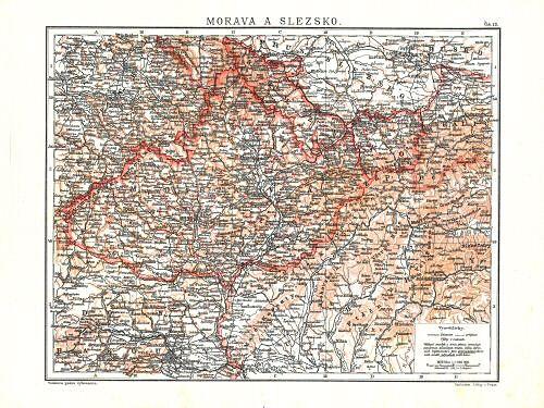 Ottův malý zeměpisný atlas, 1910
13. Morava a Slezsko
Moravië en Silezië / Moravia and Silesia