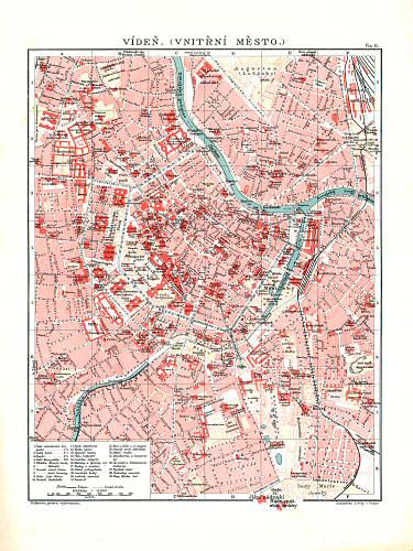 Ottův malý zeměpisný atlas, 1910
15. Vídeň (Vnitřní město)
Wenen (Centrum) / Vienna (City centre)