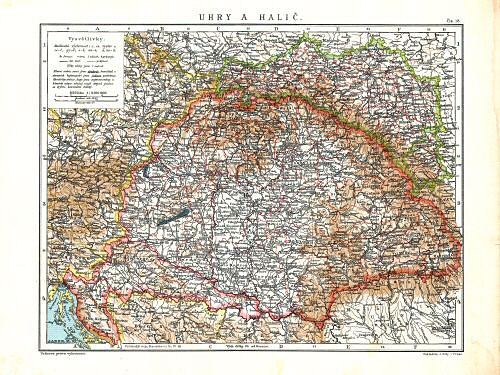 Ottův malý zeměpisný atlas, 1910
18. Uhry a Halič
Hongarije en Galicië / Hungary and Galicia