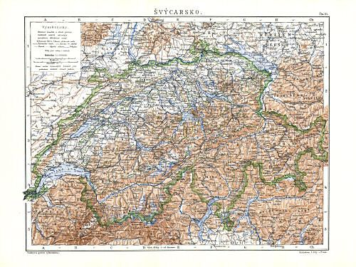 Ottův malý zeměpisný atlas, 1910
21. Švýcarsko
Zwitserland / Switzerland