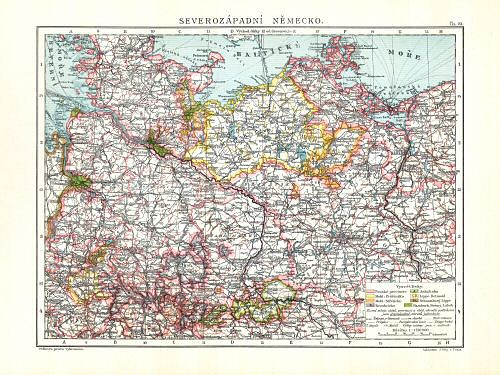 Ottův malý zeměpisný atlas, 1910
23. Severozápadní Německo
Noordwest-Duitsland / Northwest Germany