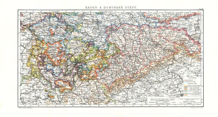 Ottův malý zeměpisný atlas, 1910
26. Sasko a Durynské Státy
Saksen en Thüringse Staten
Saxony and Thuringian States