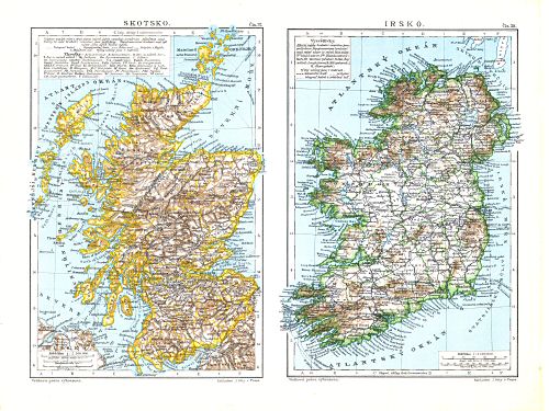 Ottův malý zeměpisný atlas, 1910
37. Skotsko / Schotland / Scotland
38. Irsko / Ierland / Ireland