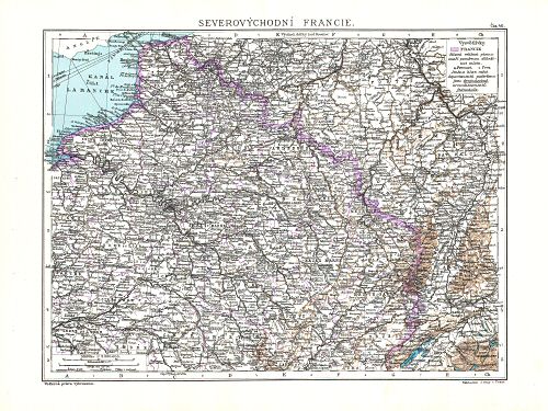 Ottův malý zeměpisný atlas, 1910
40. Severovýchodní Francie
Noordoost-Frankrijk / Northeast France