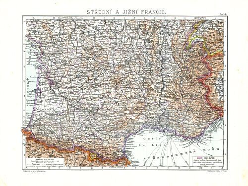 Ottův malý zeměpisný atlas, 1910
42. Střední a jižní Francie
Midden- en Zuid-Franrijk / Central and South France