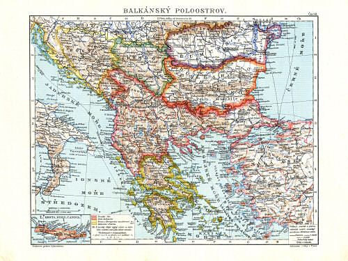 Ottův malý zeměpisný atlas, 1910
48. Balkánský poloostrov
Balkanschiereiland / Balkan Peninsula