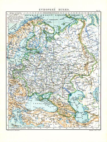 Ottův malý zeměpisný atlas, 1910
52. Evropské Rusko
Europees Rusland / Russia in Europe
