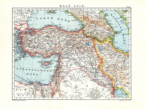 Ottův malý zeměpisný atlas, 1910
62. Malá Asie
Klein-Azië / Asia Minor