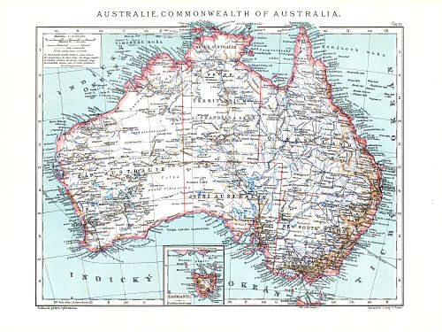 Ottův malý zeměpisný atlas, 1910
71. Australie. Commonwealth of Australia
Australië. Commonwealth of Australia
Australia. Commonwealth of Australia