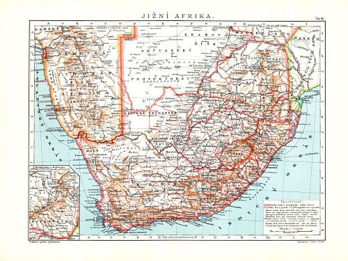 Ottův malý zeměpisný atlas, 1910
80. Jižní Afrika
Zuid-Afrika / South Africa