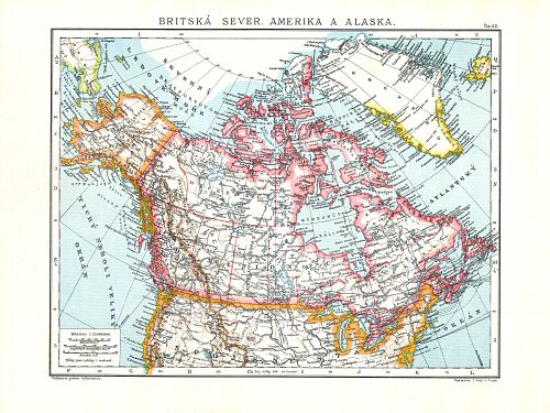 Ottův malý zeměpisný atlas, 1910
82. Britská severní Amerika a Alaska
Brits Noord-Amerika en Alaska
British North America and Alaska