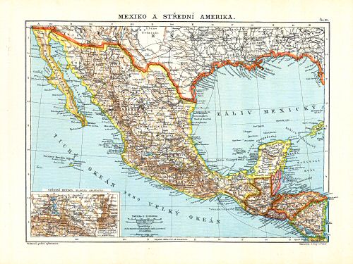 Ottův malý zeměpisný atlas, 1910
90. Mexiko a střední Amerika
Mexico en Midden-Amerika / Mexico and Central America