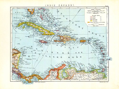 Ottův malý zeměpisný atlas, 1910
91. Indie Západní
West-Indië / West Indies