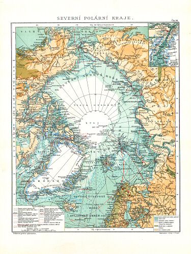 Ottův malý zeměpisný atlas, 1910
96. Severní polární kraje
Noordpoolgebied / The Arctic