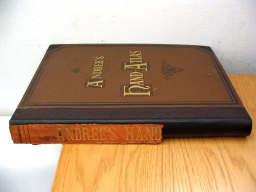 Andree's Handatlas 1881
Luxe band met deel van de rug
Luxury binding with partial spine