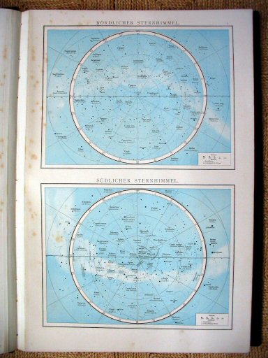 Andree's Handatlas 1881
1. Nördlicher Sternhimmel. Südlicher Sternhimmel.