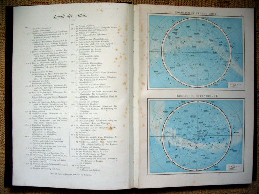Andree's Handatlas 1881
1. Nördlicher Sternhimmel. Südlicher Sternhimmel.