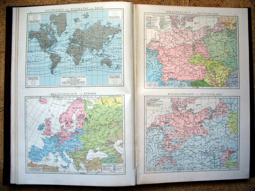 Andree's Handatlas 1881
20. Isothermen- und Windkatre der Erde.
Religionskarte von Europa.
21. Sprachenkarte von Deutschland.
Religionskarte von Deutschland.