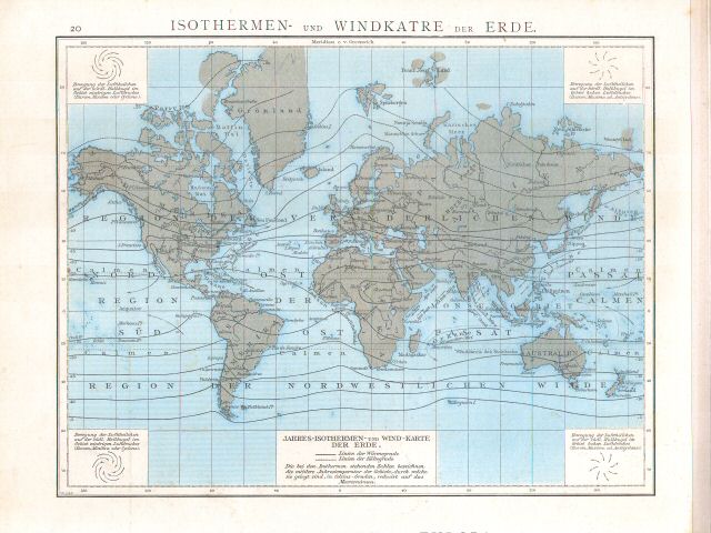 Andree's Handatlas 1881
20. Isothermen- und Windkatre der Erde.