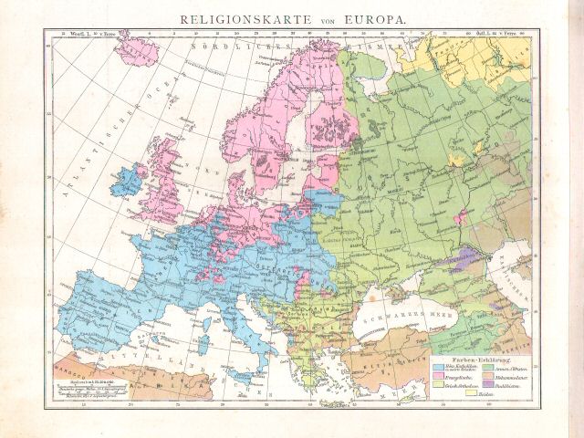 Andree's Handatlas 1881
20. Religionskarte von Europa.