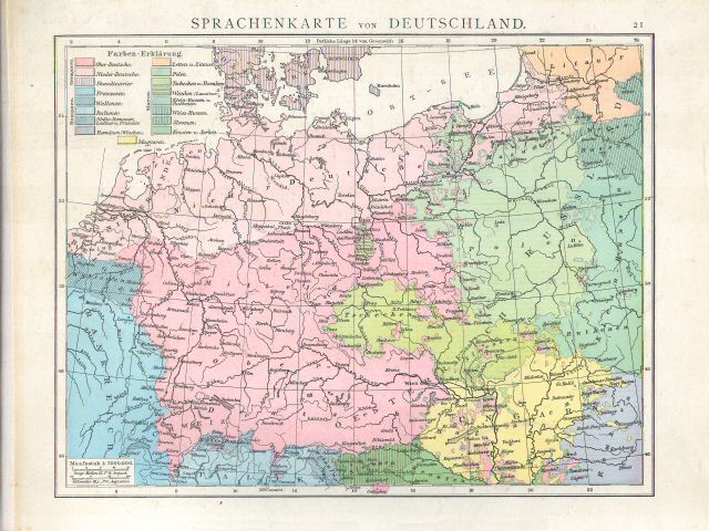Andree's Handatlas 1881
21. Sprachenkarte von Deutschland.