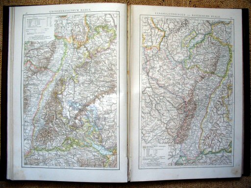 Andree's Handatlas 1881
28. Grossherzogthum Baden.
29. Elsass-Lothringen und Bayerische Pfalz.