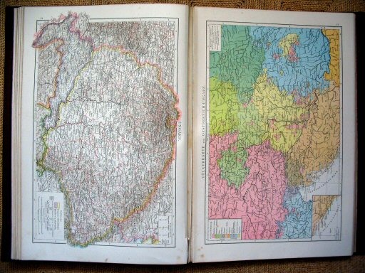 Andree's Handatlas 1881
44. Ungarn.
45. Völkerkarte von Österreich-Ungarn.