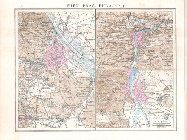 Andree's Handatlas 1881
48. Wien, Prag, Buda-Pest nebst Umgebung.