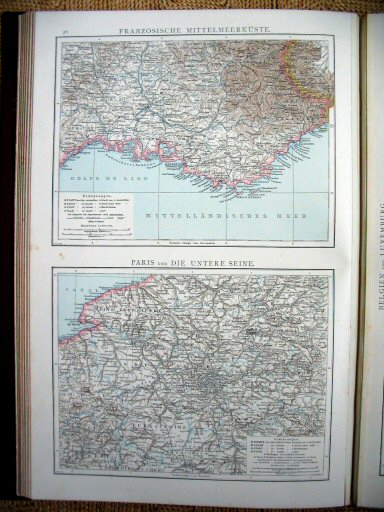Andree's Handatlas 1881
56. Französische Mittelmeerküste.
Paris und die untere Seine.