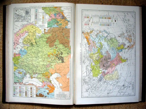 Andree's Handatlas 1881
72. Völkerkarte von Russland.
73. Völkerkarte von Asien.